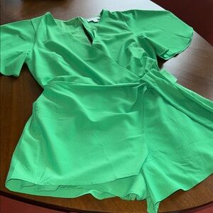 HYFVE Bright Green Romper with Open V Shape Back!